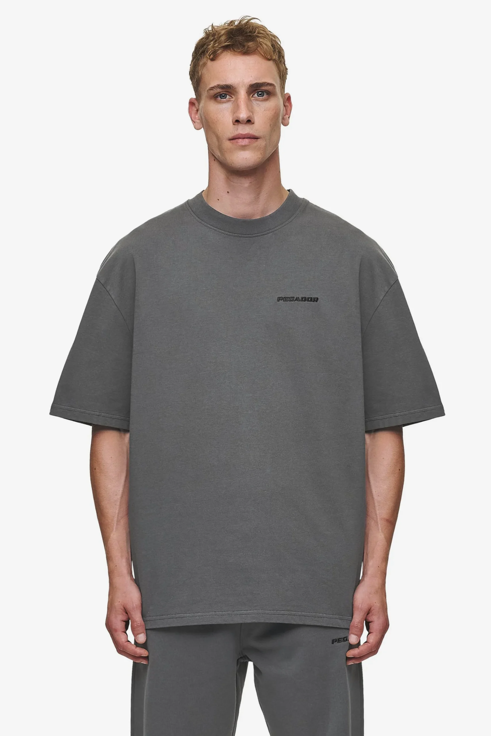 Pegador Tees|Logo Oversized Tee Washed Anthracite