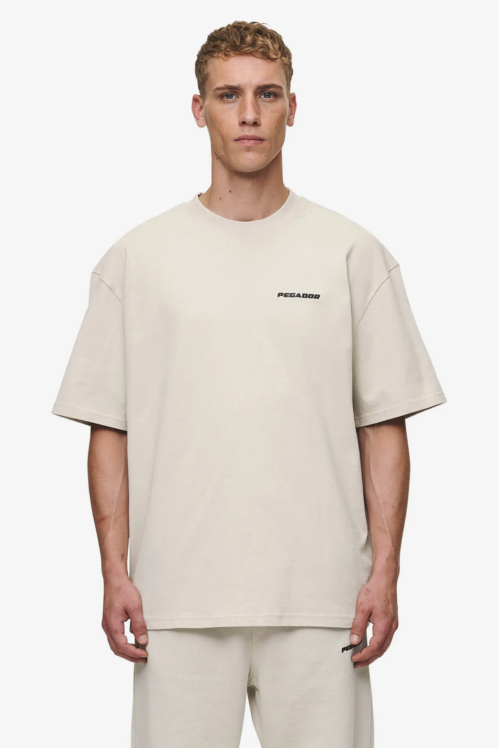 Pegador Tees|Logo Oversized Tee Washed Light Beige