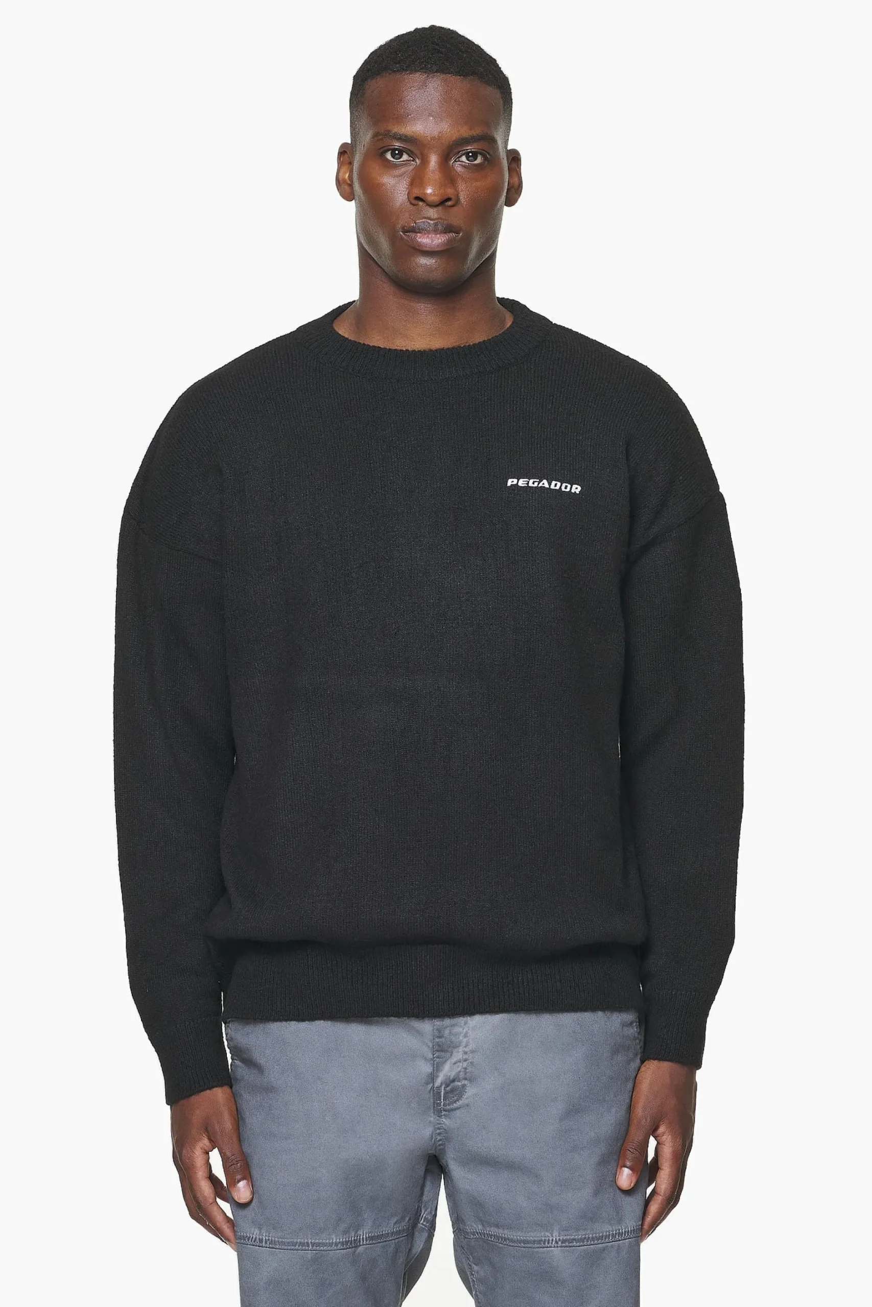 Pegador Sweaters|Knitwear|Logo Shaggy Knit Sweater Onyx Black