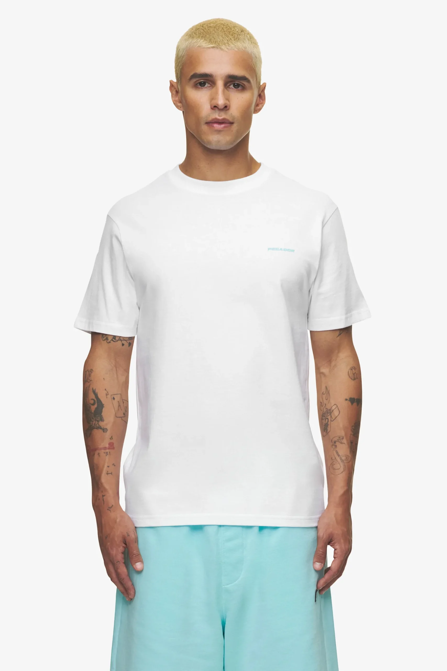 Pegador Tees|Logo Slim Tee White Sky Blue