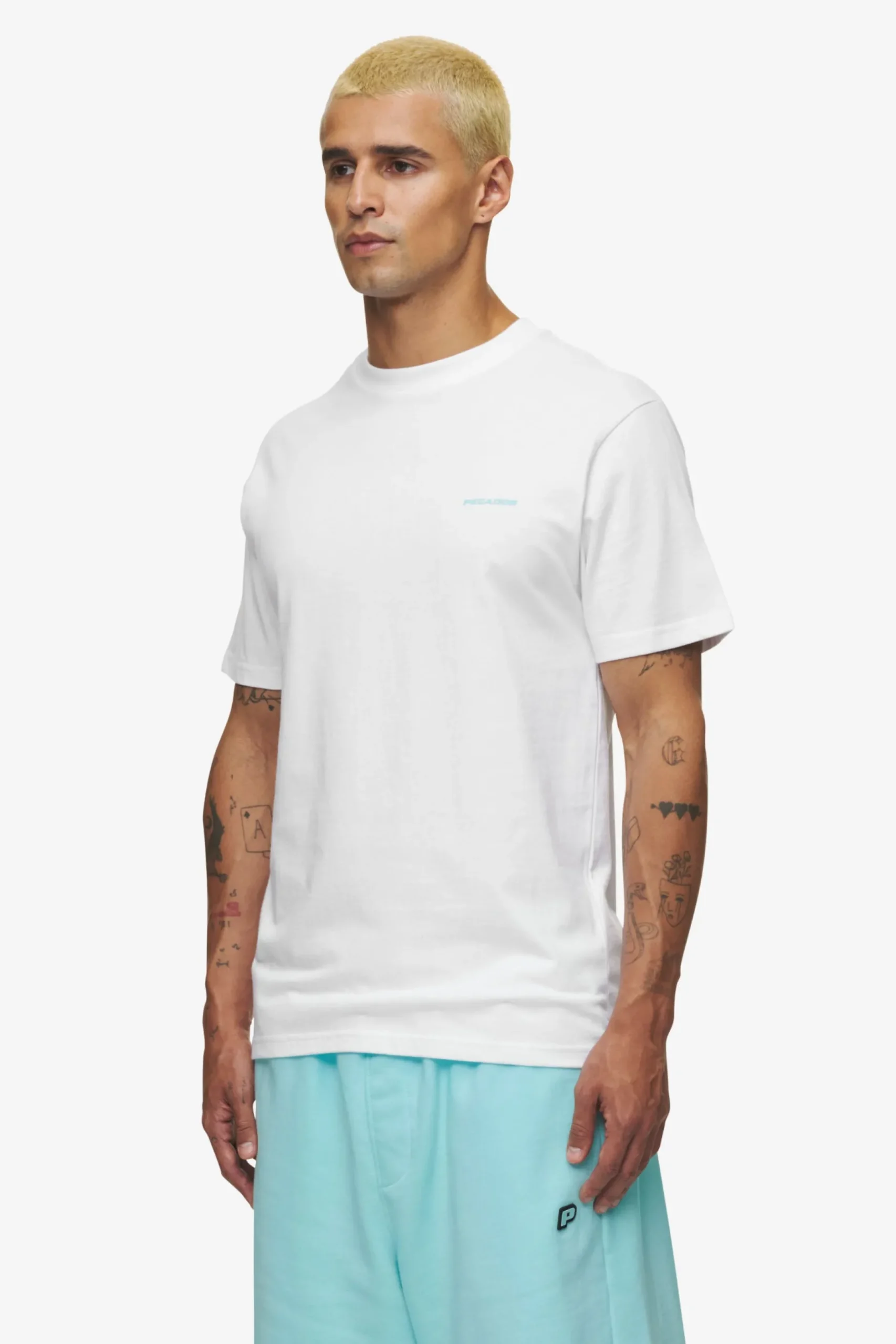 Pegador Tees|Logo Slim Tee White Sky Blue