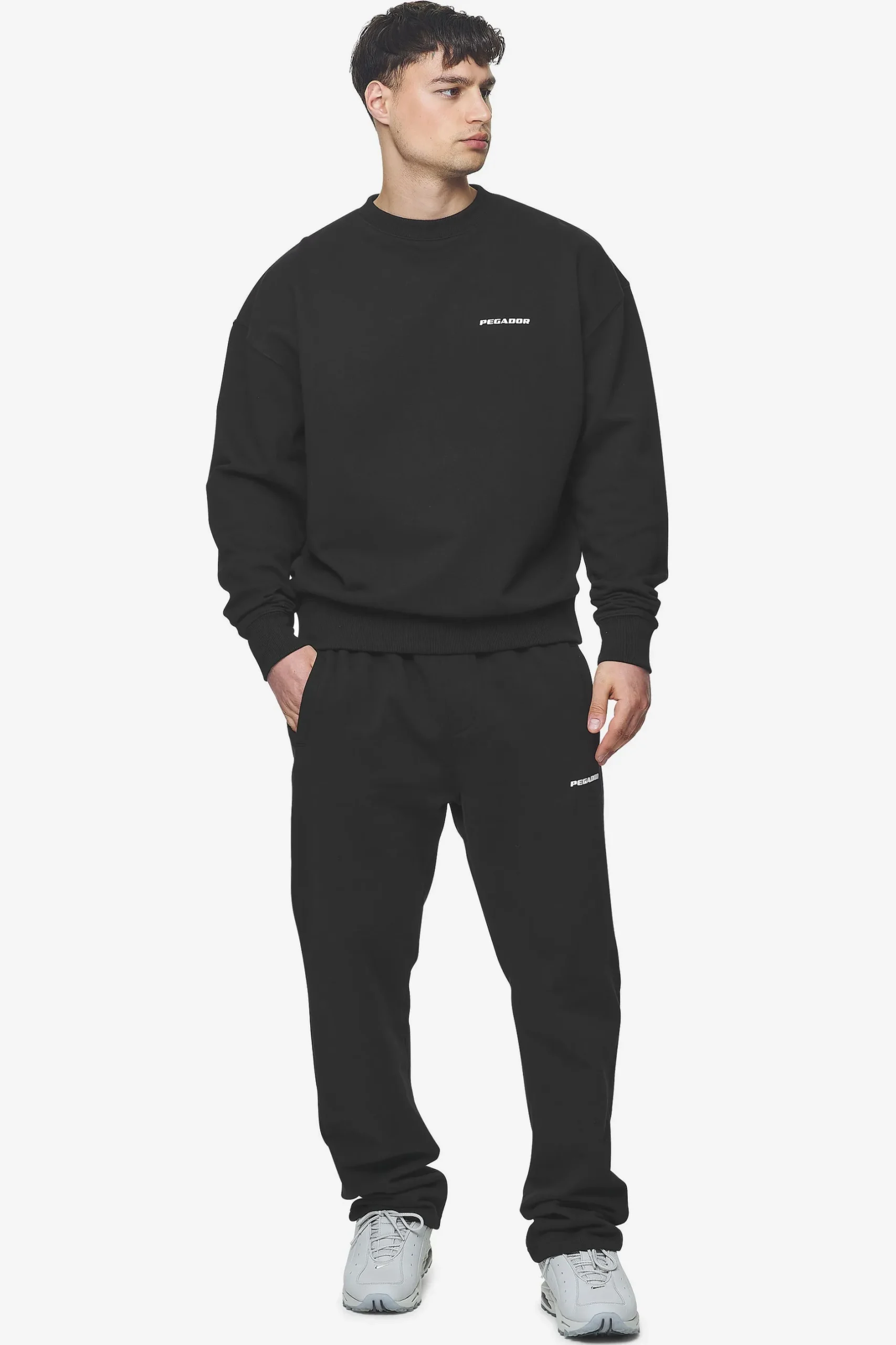 Pegador Pants & Joggers|Logo Wide Sweat Pants White Gum Washed black