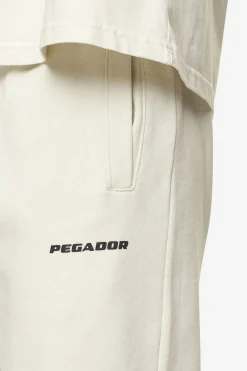 Pegador Pants & Joggers|Logo Wide Sweat Pants Black Gum Washed salty cream