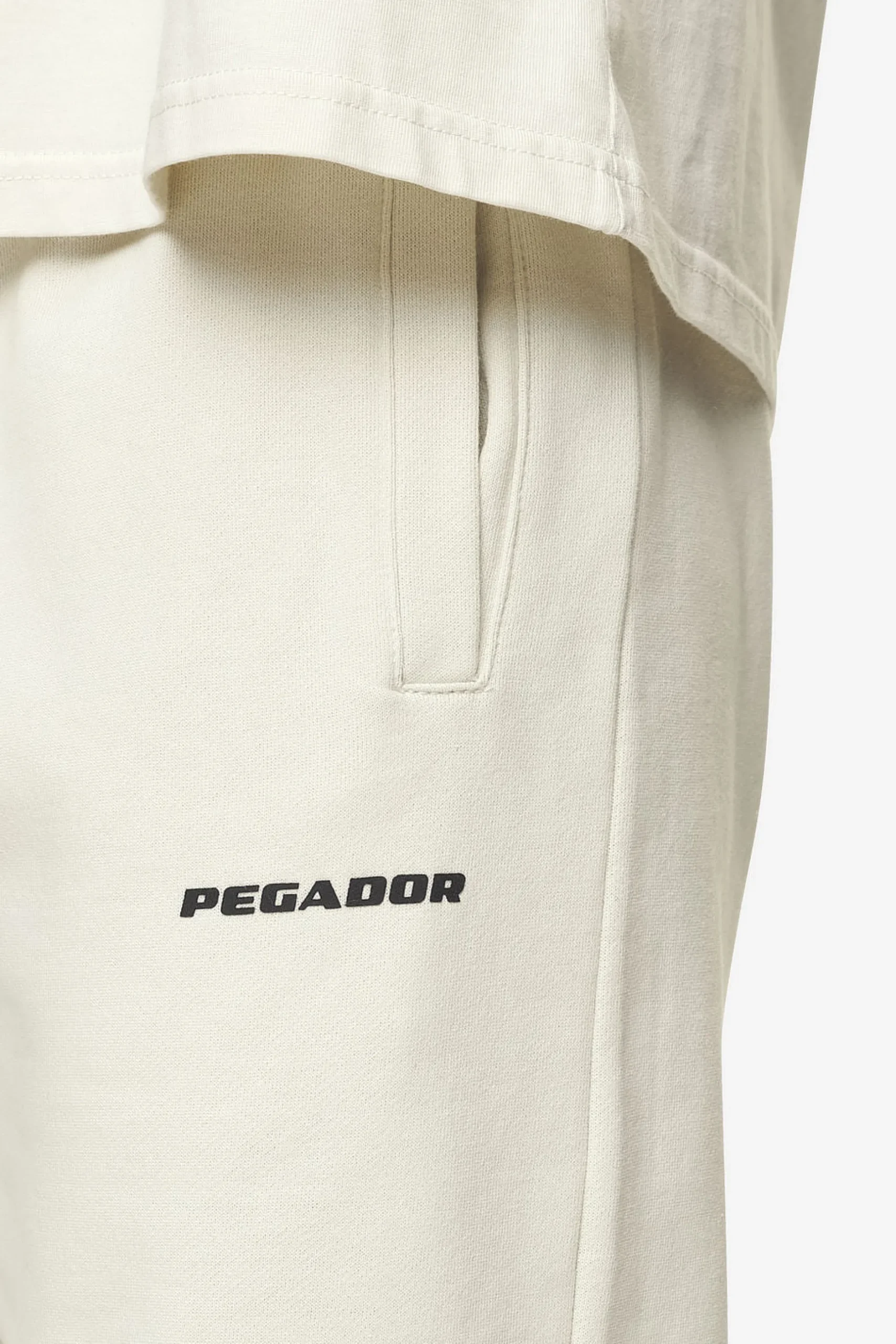 Pegador Pants & Joggers|Logo Wide Sweat Pants Black Gum Washed salty cream