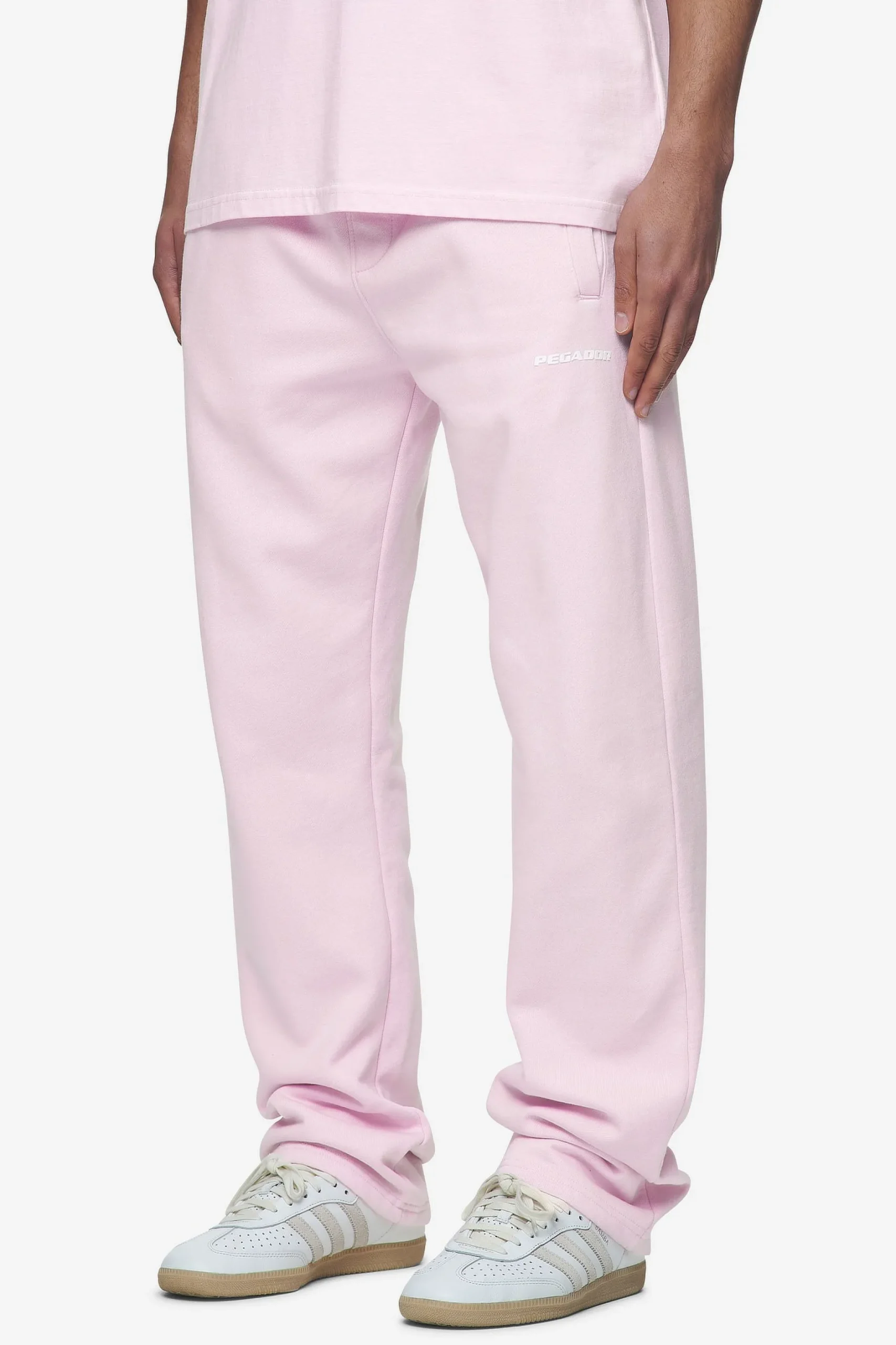Pegador Pants & Joggers|Logo Wide Sweat Pants White Gum Washed bubblegum