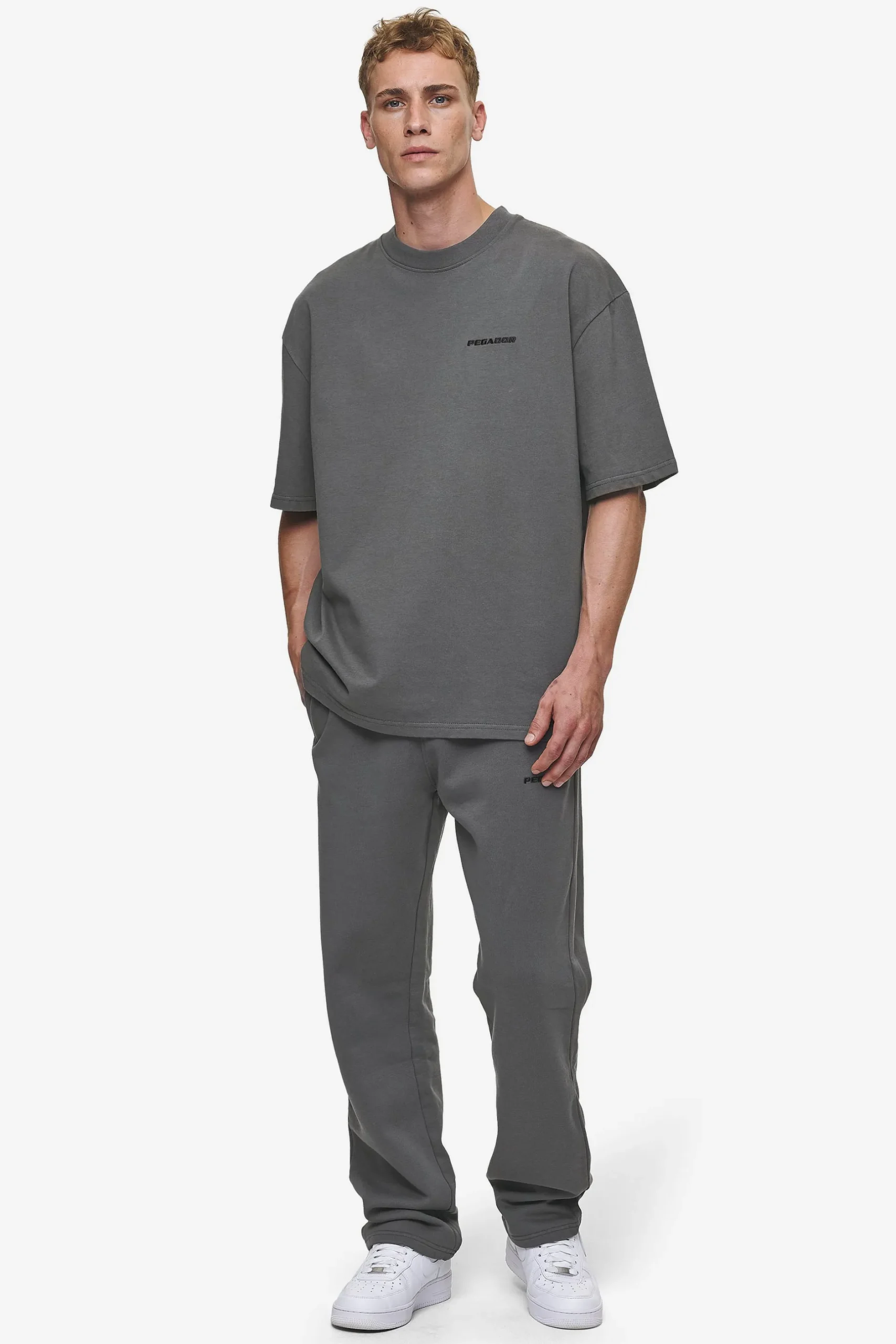 Pegador Pants & Joggers|Logo Wide Sweat Pants Washed Anthracite