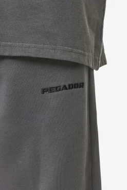 Pegador Pants & Joggers|Logo Wide Sweat Pants Washed Anthracite