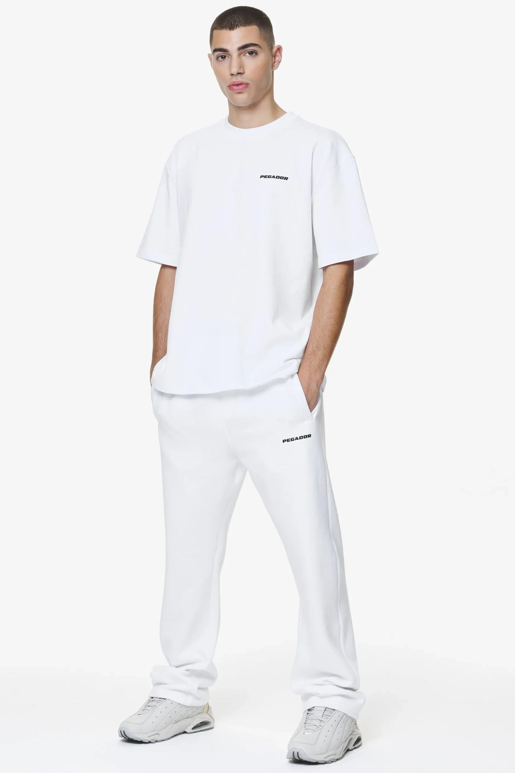 Pegador Pants & Joggers|Logo Wide Sweat Pants Gum White