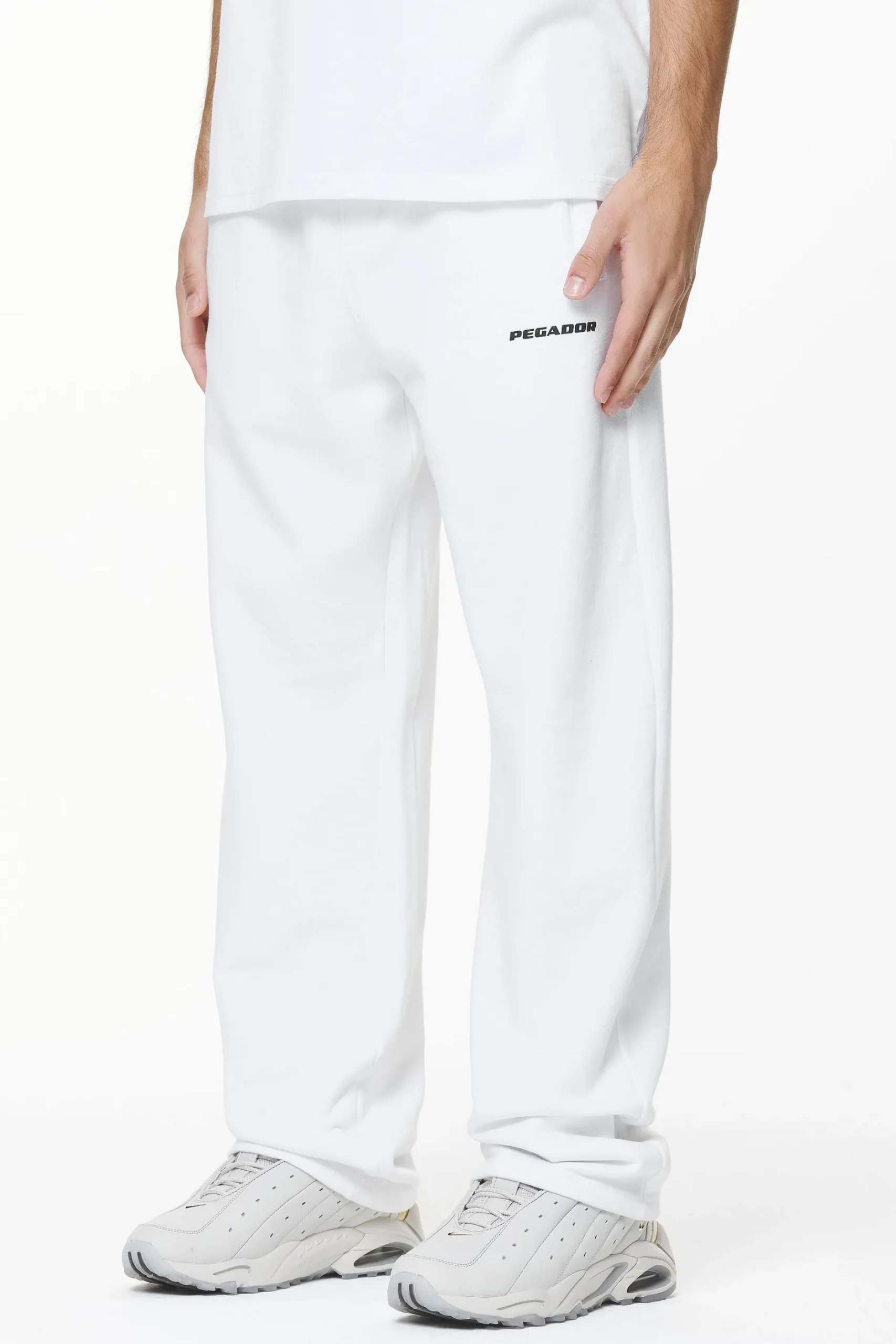 Pegador Pants & Joggers|Logo Wide Sweat Pants Gum White