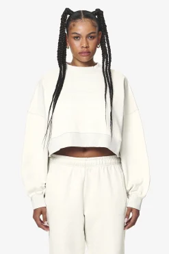 Pegador Sweaters|Londa Cropped Oversized Sweater Washed Salty Cream Gum