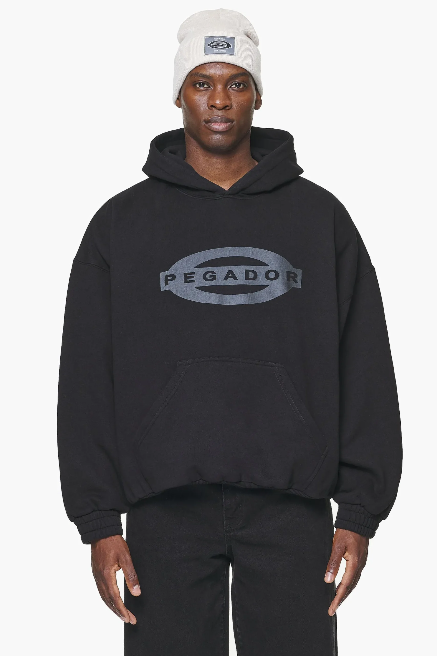 Pegador Hoodies|Loom Loose Hoodie Vintage Washed Onyx Black