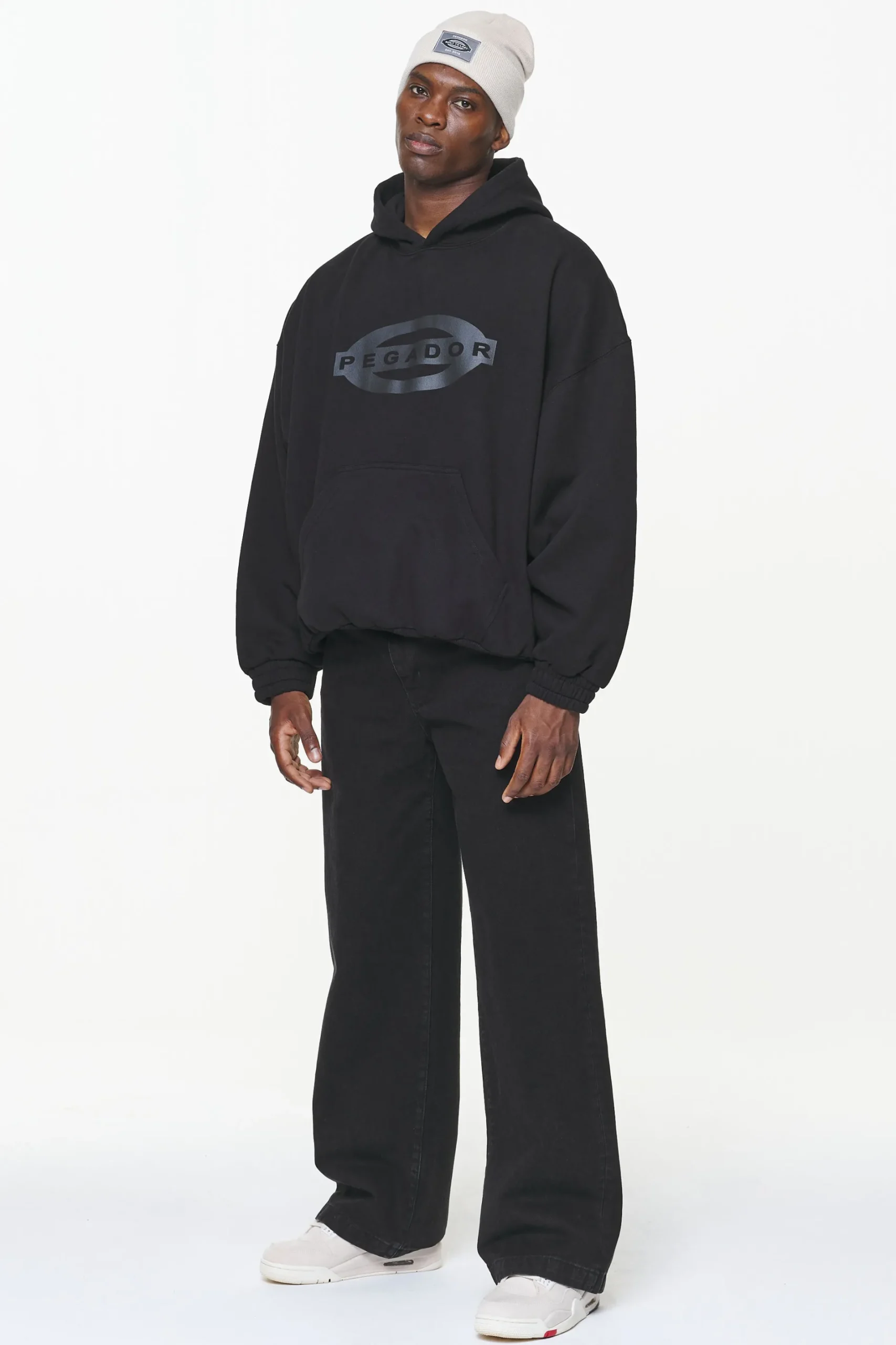 Pegador Hoodies|Loom Loose Hoodie Vintage Washed Onyx Black
