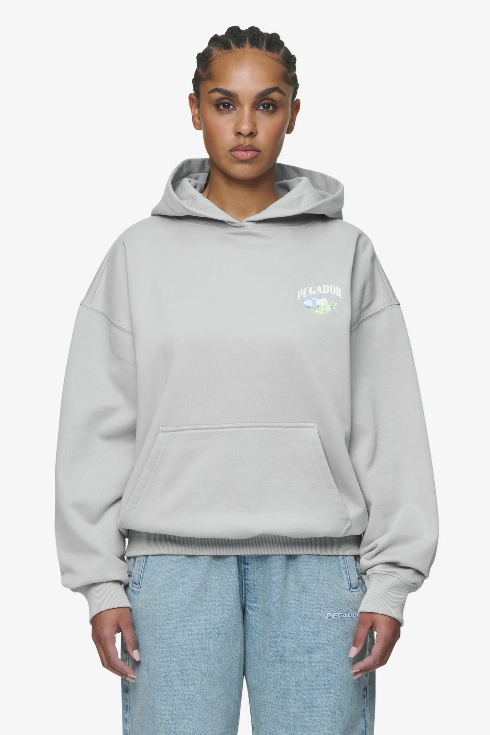 Pegador Hoodies|Lucia Oversized Hoodie Washed Sky Grey