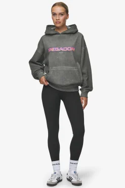Pegador Hoodies|Lui Sprayed Oversized Hoodie Oil Dyed Deep Grey
