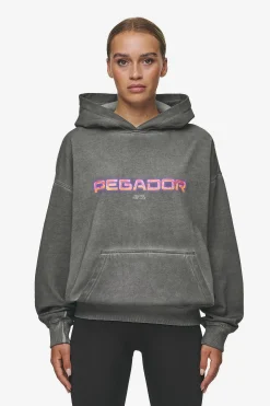 Pegador Hoodies|Lui Sprayed Oversized Hoodie Oil Dyed Deep Grey