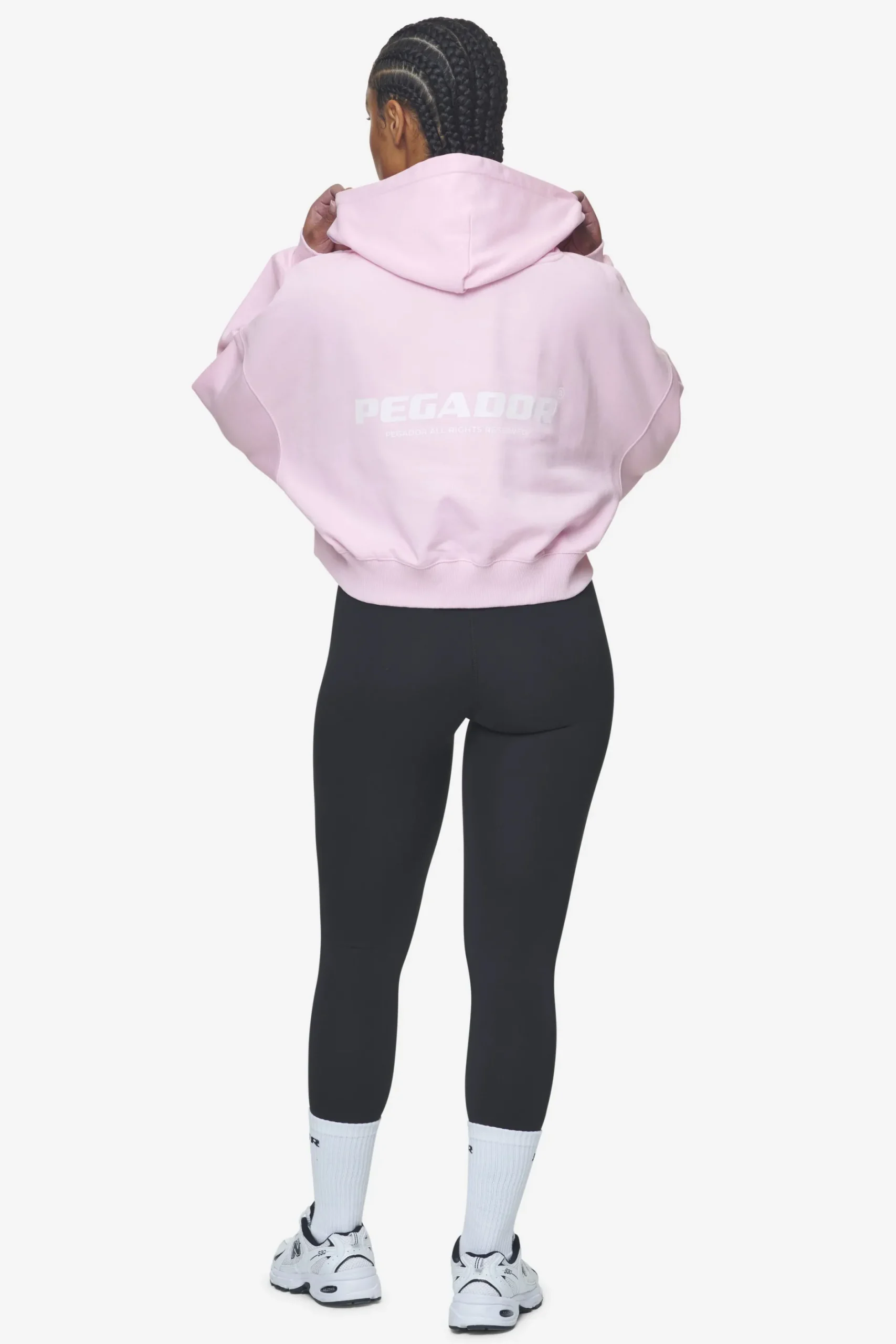 Pegador Hoodies|Luna Logo Oversized Cropped Hoodie Washed Bubblegum White