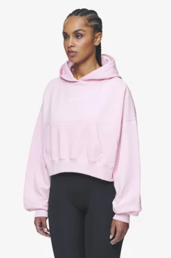 Pegador Hoodies|Luna Logo Oversized Cropped Hoodie Washed Bubblegum White