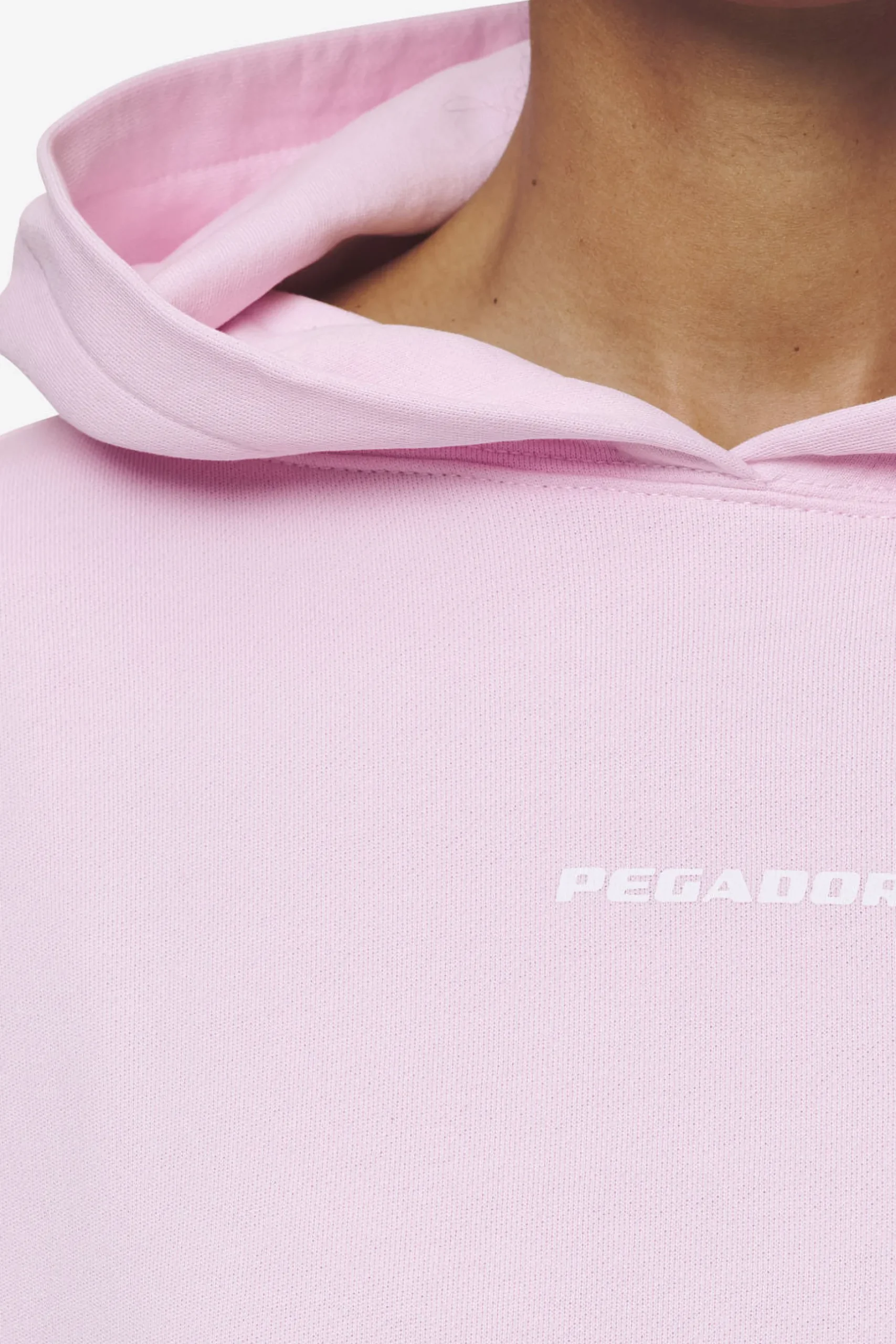 Pegador Hoodies|Luna Logo Oversized Cropped Hoodie Washed Bubblegum White
