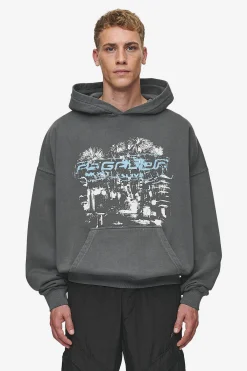 Pegador Hoodies|Macon Boxy Hoodie Washed Anthracite