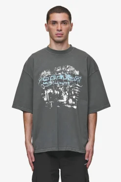 Pegador Tees|Macon Boxy Tee Washed Anthracite