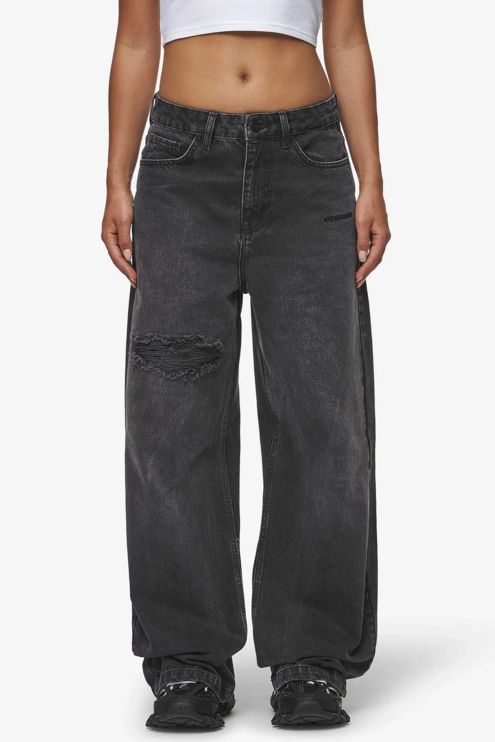 Pegador Jeans|Mally Super Baggy Jeans Washed Deep Grey