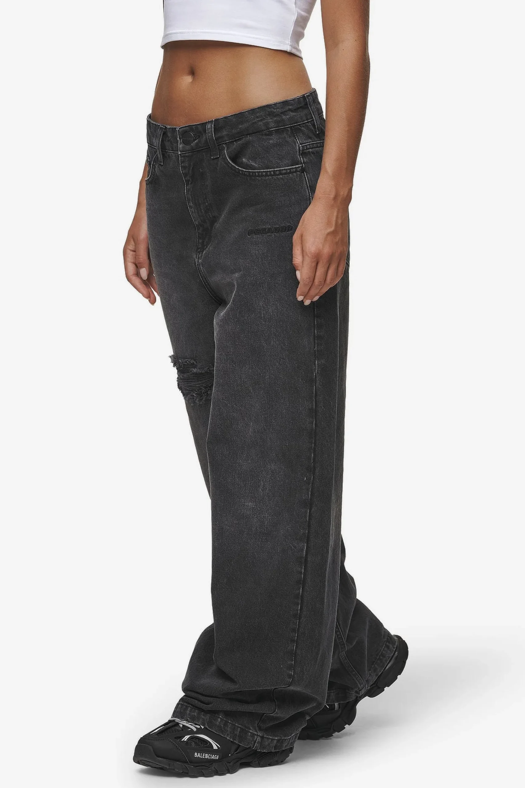Pegador Jeans|Mally Super Baggy Jeans Washed Deep Grey