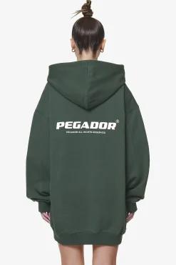 Pegador Hoodies|Malm Logo Oversized Hoodie Dress Washed Sage Green