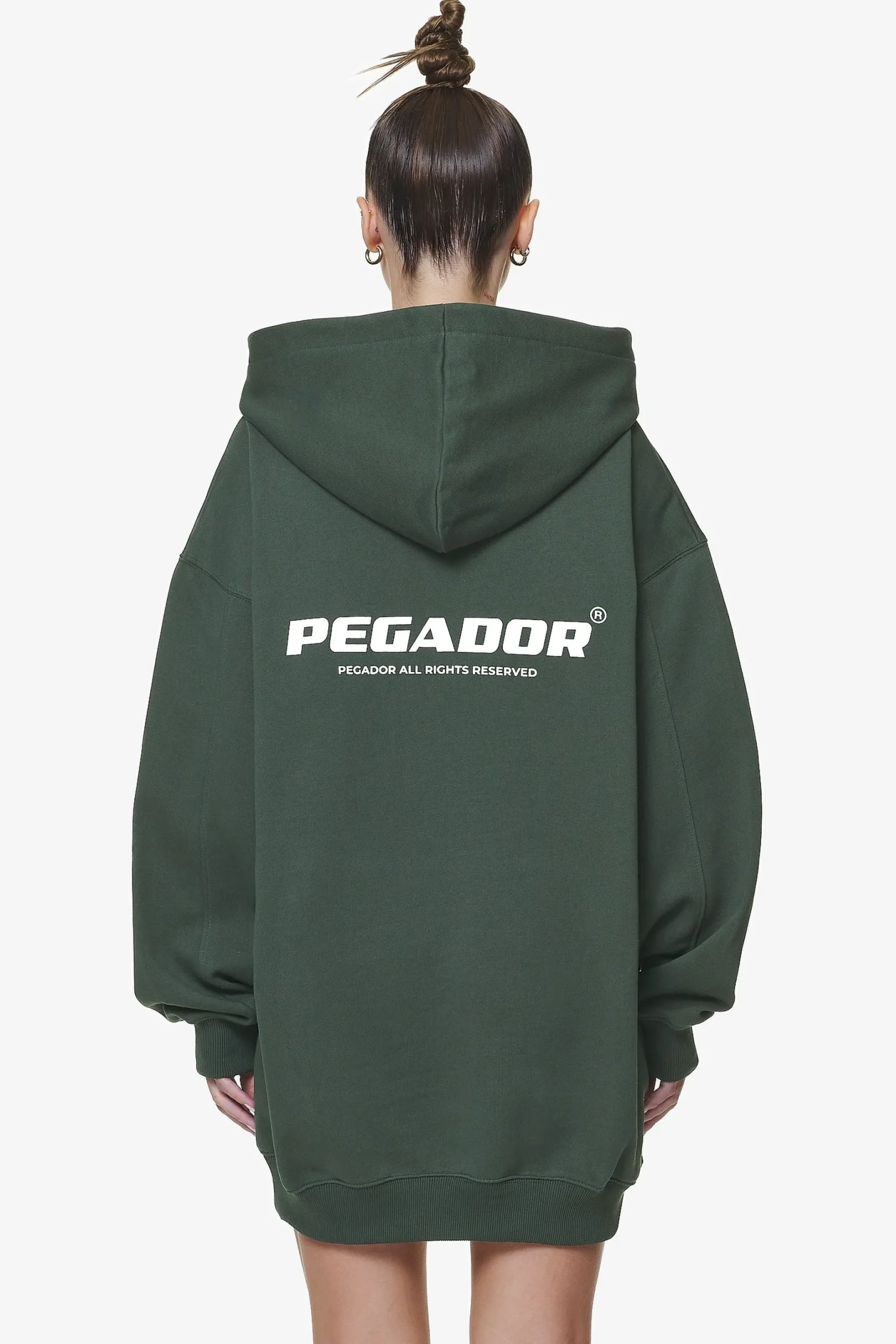 Pegador Hoodies|Malm Logo Oversized Hoodie Dress Washed Sage Green