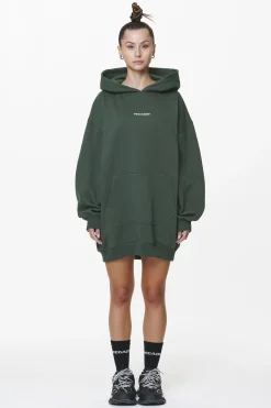 Pegador Hoodies|Malm Logo Oversized Hoodie Dress Washed Sage Green