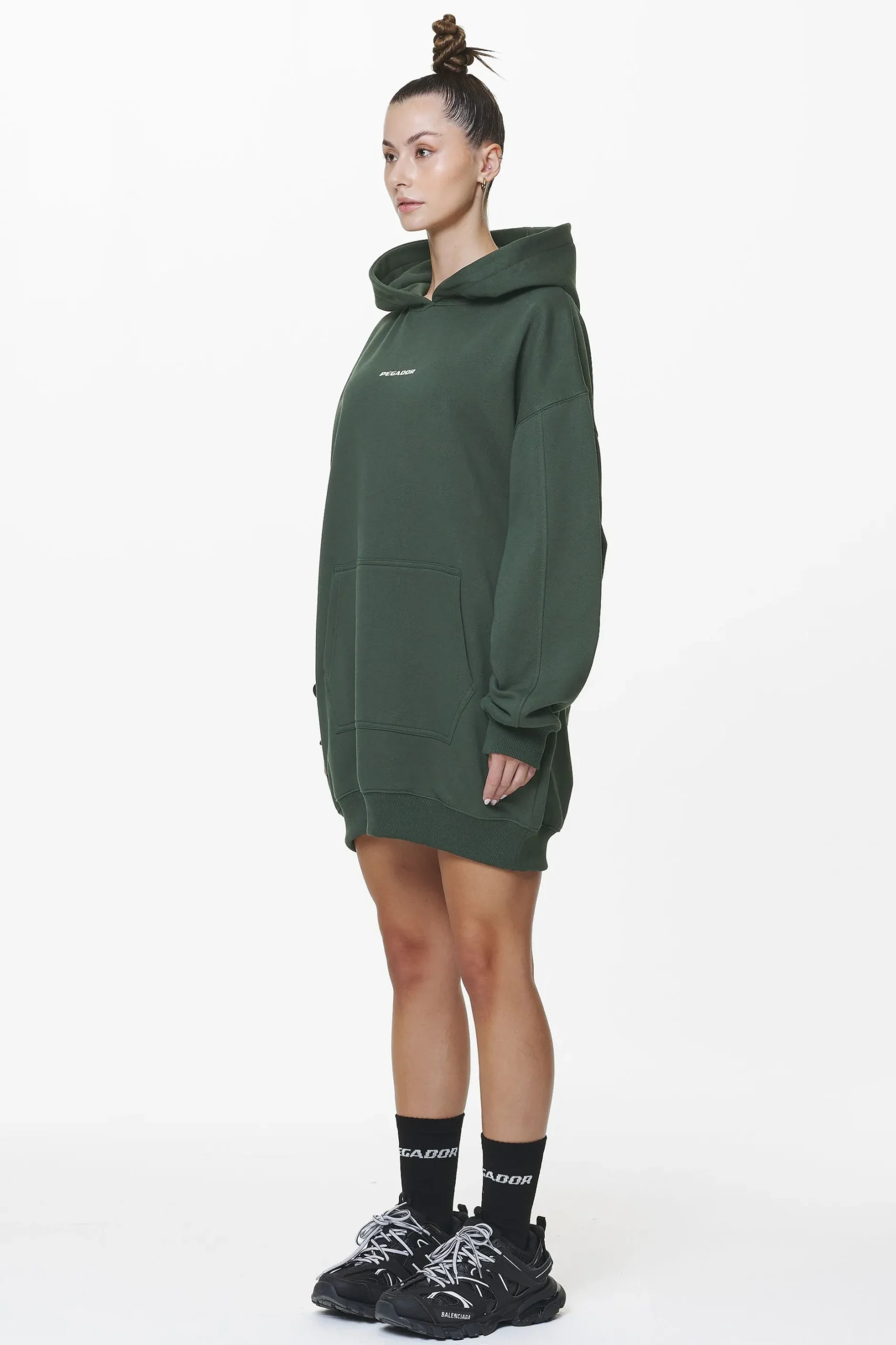 Pegador Hoodies|Malm Logo Oversized Hoodie Dress Washed Sage Green