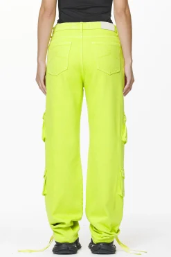 Pegador Jeans|Maloy Cargo Wide Jeans Washed Lime Yellow