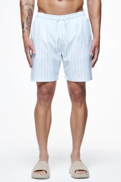 Pegador Swim Shorts|Manett Striped Swim Shorts Riviera Blue White