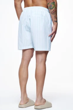 Pegador Swim Shorts|Manett Striped Swim Shorts Riviera Blue White