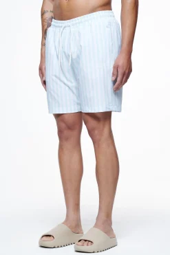 Pegador Swim Shorts|Manett Striped Swim Shorts Riviera Blue White