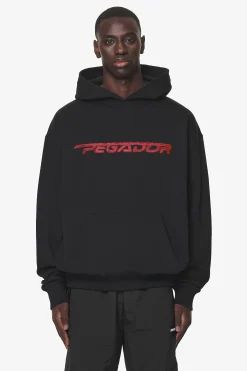 Pegador Hoodies|Manor Oversized Hoodie Black Signal Red