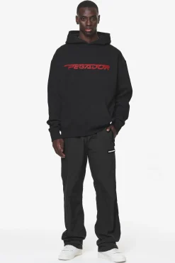 Pegador Hoodies|Manor Oversized Hoodie Black Signal Red