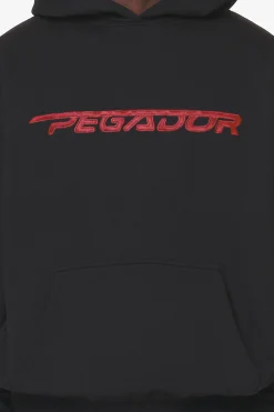 Pegador Hoodies|Manor Oversized Hoodie Black Signal Red