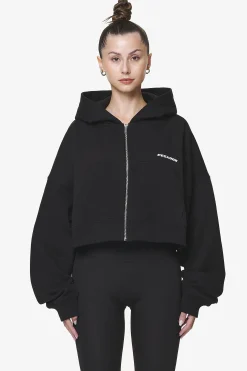 Pegador Hoodies|Zip Hoodies|Marla Cropped Zip Hoodie Black Gum