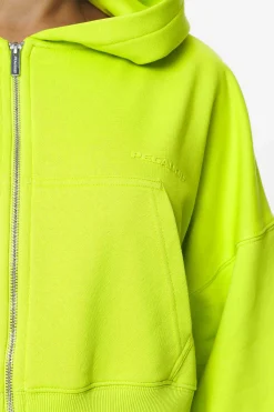 Pegador Hoodies|Zip Hoodies|Marla Cropped Zip Hoodie Washed Lime Yellow Gum