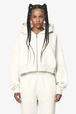 Pegador Hoodies|Zip Hoodies|Marla Cropped Zip Hoodie Washed Salty Cream Gum