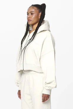 Pegador Hoodies|Zip Hoodies|Marla Cropped Zip Hoodie Washed Salty Cream Gum