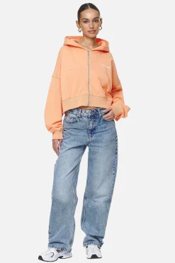 Pegador Hoodies|Zip Hoodies|Marla Cropped Zip Hoodie Washed Apricot White Gum