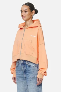 Pegador Hoodies|Zip Hoodies|Marla Cropped Zip Hoodie Washed Apricot White Gum