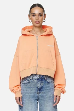 Pegador Hoodies|Zip Hoodies|Marla Cropped Zip Hoodie Washed Apricot White Gum