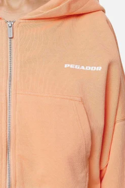 Pegador Hoodies|Zip Hoodies|Marla Cropped Zip Hoodie Washed Apricot White Gum