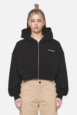Pegador Hoodies|Zip Hoodies|Marla Cropped Zip Hoodie  Black White Gum