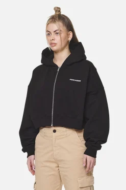 Pegador Hoodies|Zip Hoodies|Marla Cropped Zip Hoodie  Black White Gum