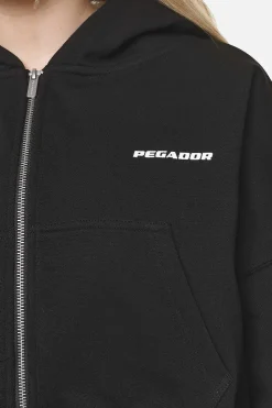 Pegador Hoodies|Zip Hoodies|Marla Cropped Zip Hoodie  Black White Gum
