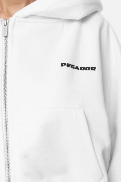 Pegador Hoodies|Zip Hoodies|Marla Cropped Zip Hoodie  White Black Gum