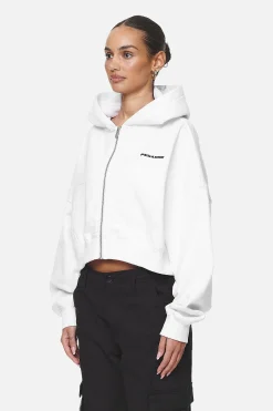 Pegador Hoodies|Zip Hoodies|Marla Cropped Zip Hoodie  White Black Gum